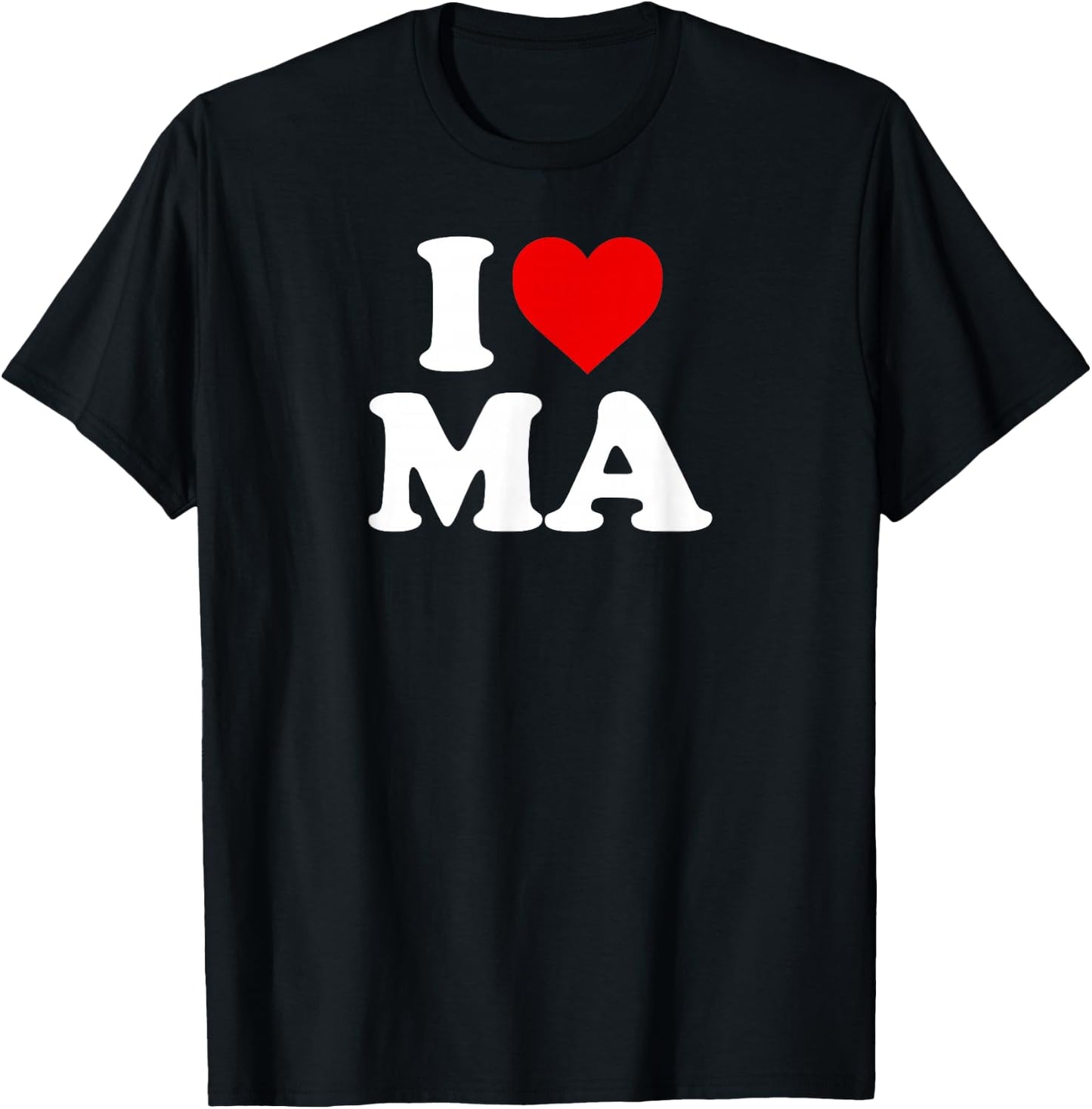 I Love MA Heart Massachusetts T-Shirt - T-Shirt | Black