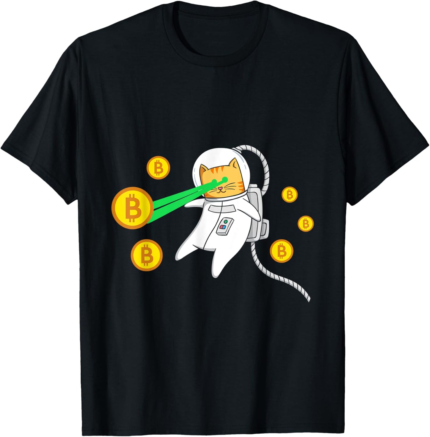 Space Astronaut Cat Bitcoin Laser Eyes Cryptocurrency BTC Women T-Shirt - T-Shirt | Black
