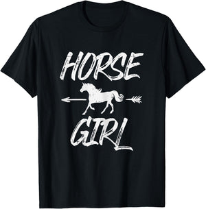 Horse Girl Animal Horseback Riding Equestrian Girls Women T-Shirt - T-Shirt | Black