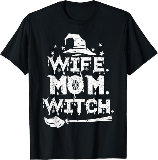 Wife Mom Witch Halloween Costume T-Shirt - T-Shirt | Black