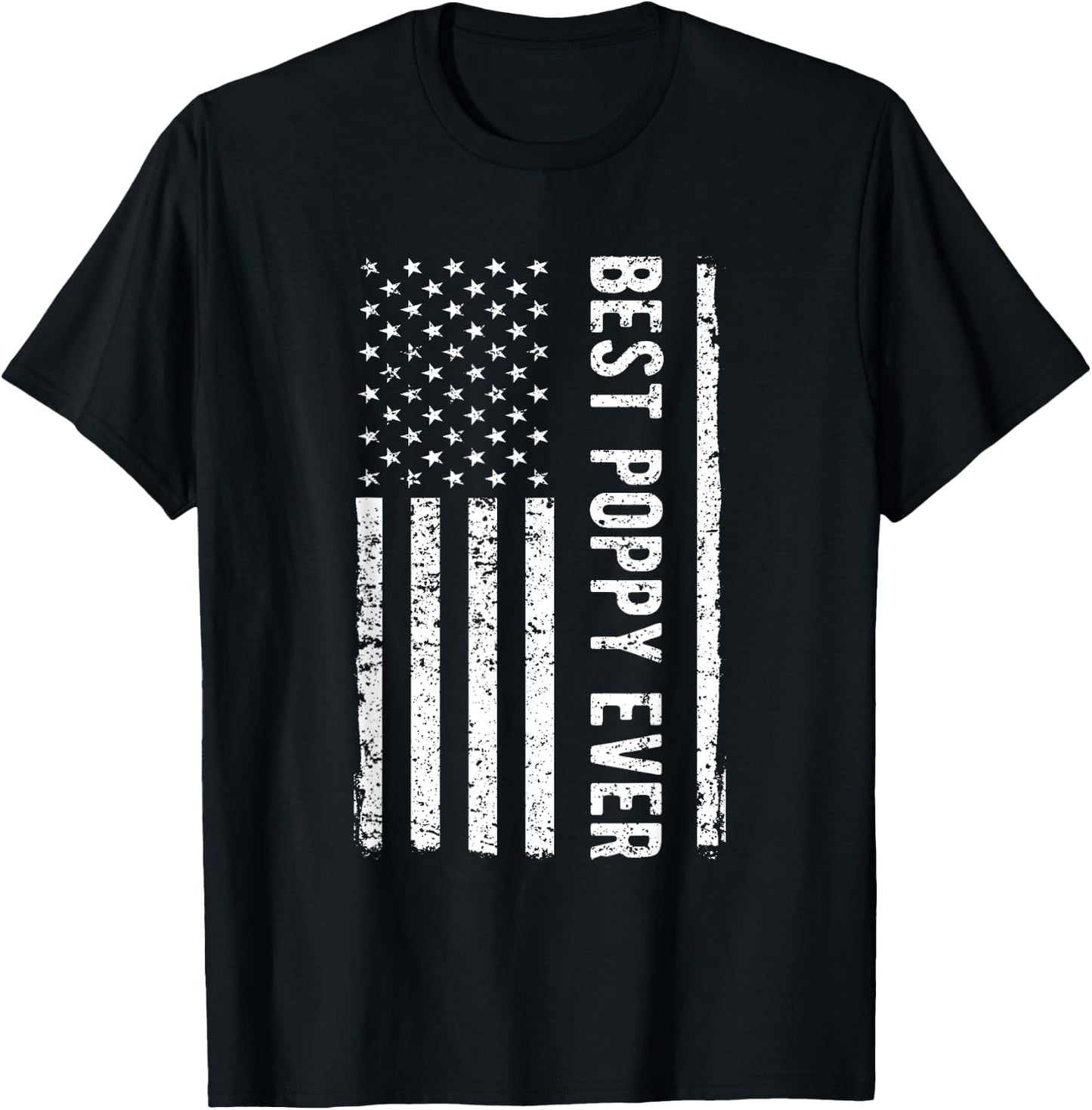 Father's day Best Poppy Ever US American Flag Gift Grandpa Men T-Shirt - T-Shirt | Black