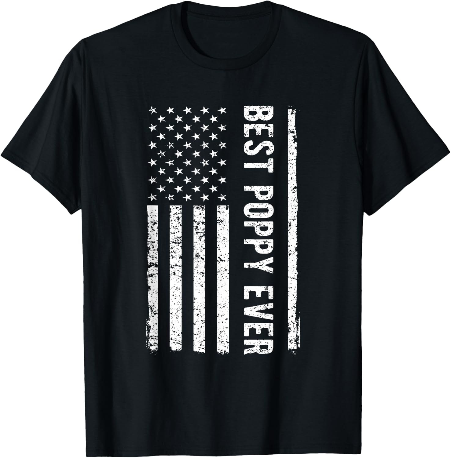 Father's day Best Poppy Ever US American Flag Gift Grandpa Men T-Shirt - T-Shirt | Black