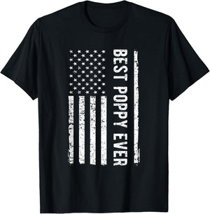 Father's day Best Poppy Ever US American Flag Gift Grandpa Men T-Shirt - T-Shirt | Black