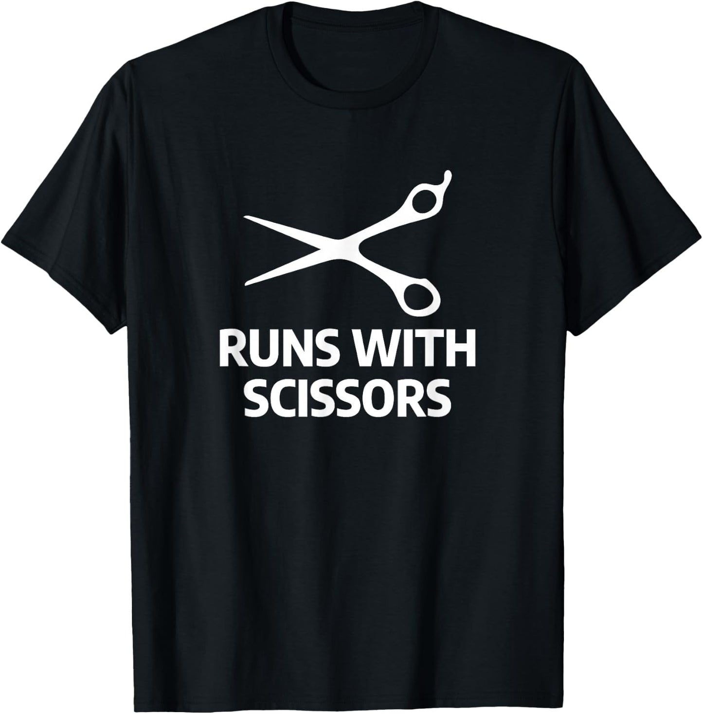Runs With Scissors Funny Barber Trimmer Hairstylist Humor T-Shirt - T-Shirt | Black