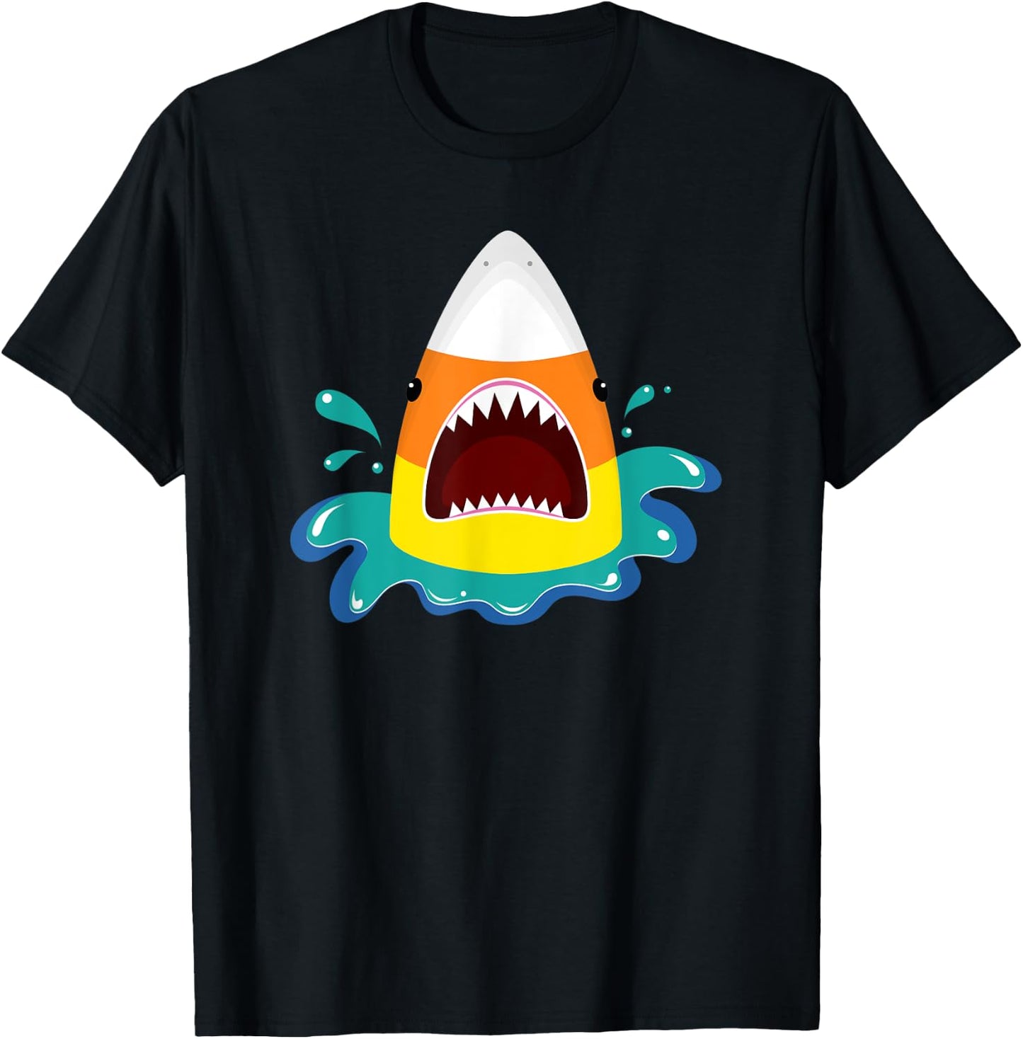 Halloween Candy Corn Shark T-Shirt - T-Shirt | Black