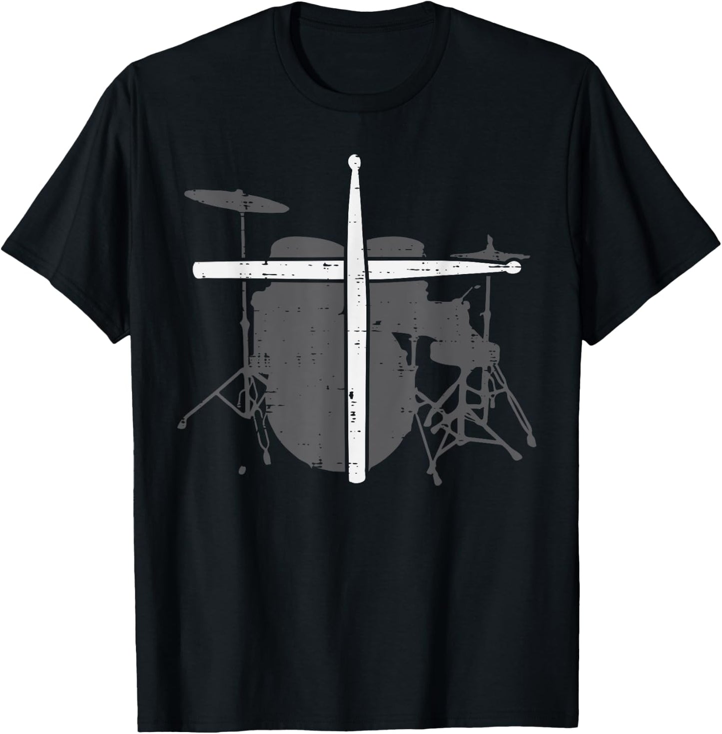 Drums Cross Drumstick Music Jesus Christian Band Men Women T-Shirt - T-Shirt | Black