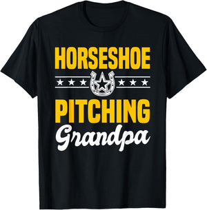 Horseshoe Pitching Grandpa Ferrier Horse Lover T-Shirt - T-Shirt | Black