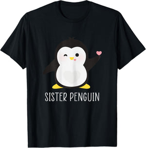 Penguin SISTER - Sibling's Funny & Cute Daughter Gift T-Shirt - T-Shirt | Black
