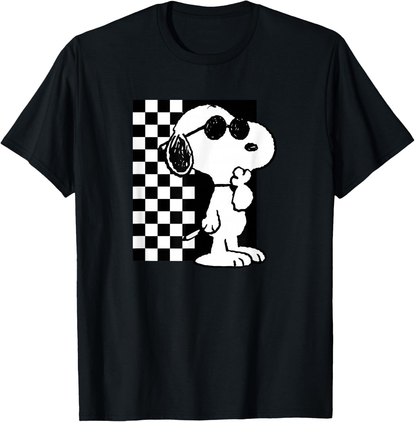 Peanuts - Snoopy Coolness Checkered T-Shirt - T-Shirt | Black