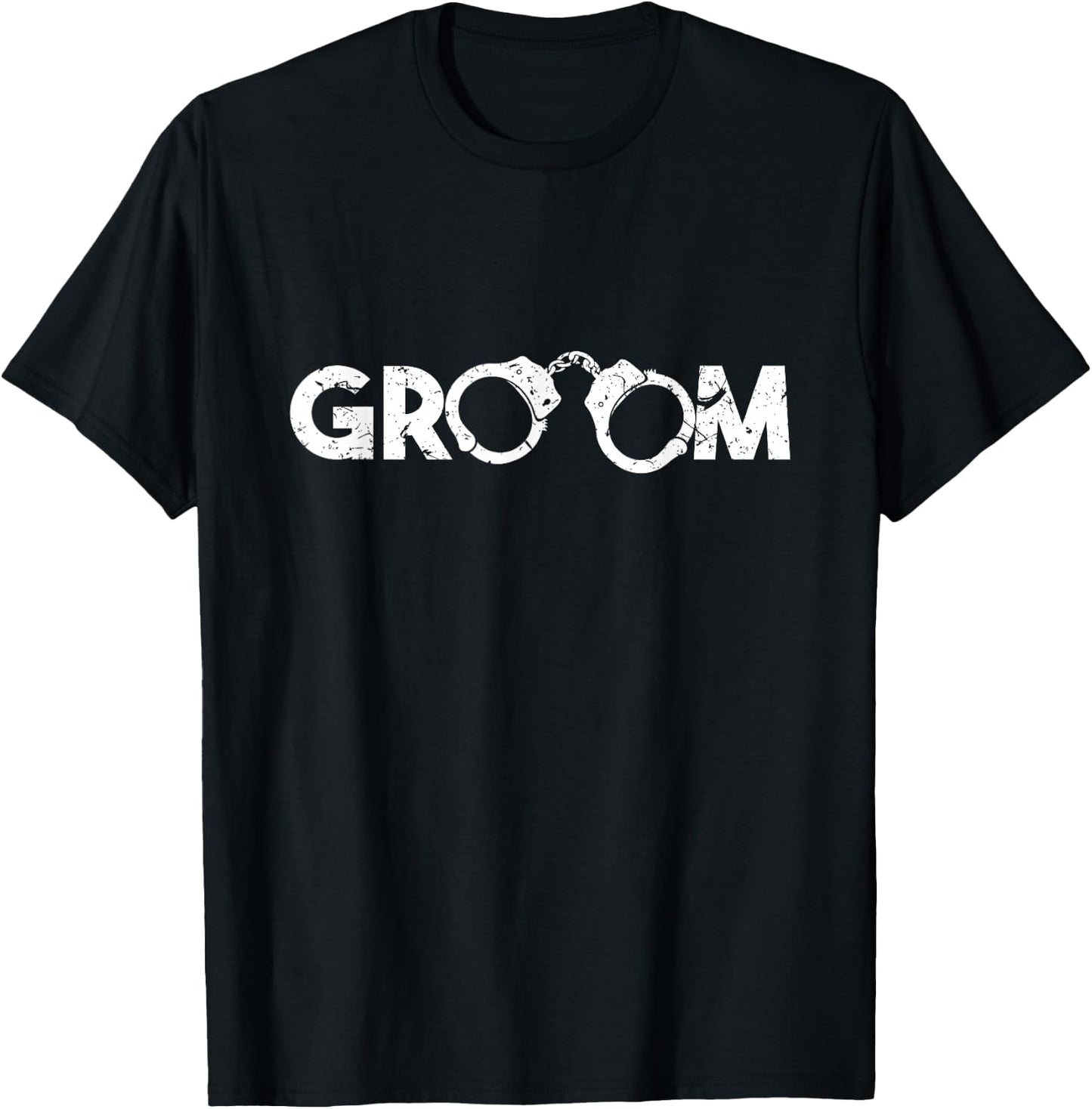Funny Groom Handcuffs Wedding T-Shirt - T-Shirt | Black