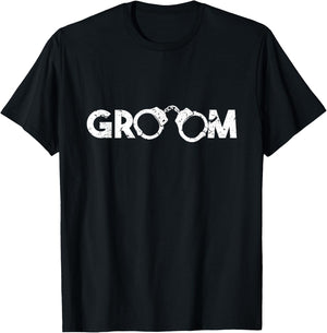 Funny Groom Handcuffs Wedding T-Shirt - T-Shirt | Black