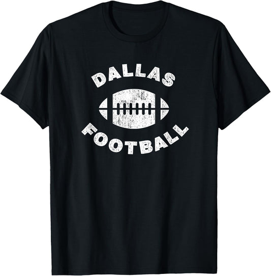 Dallas Retro Vintage Distressed Football Sports Design T-Shirt - T-Shirt | Black