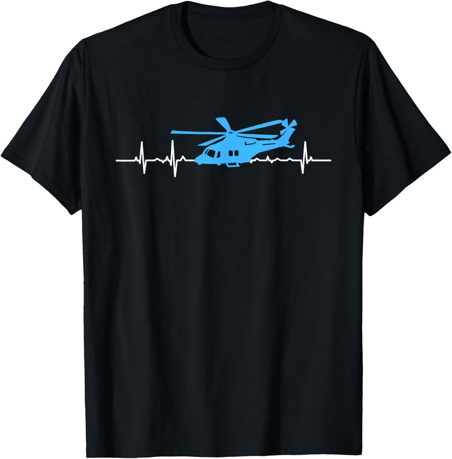 Helicopter Heartbeat Funny EKG Pilots and Aviation Gift Men T-Shirt - T-Shirt | Black