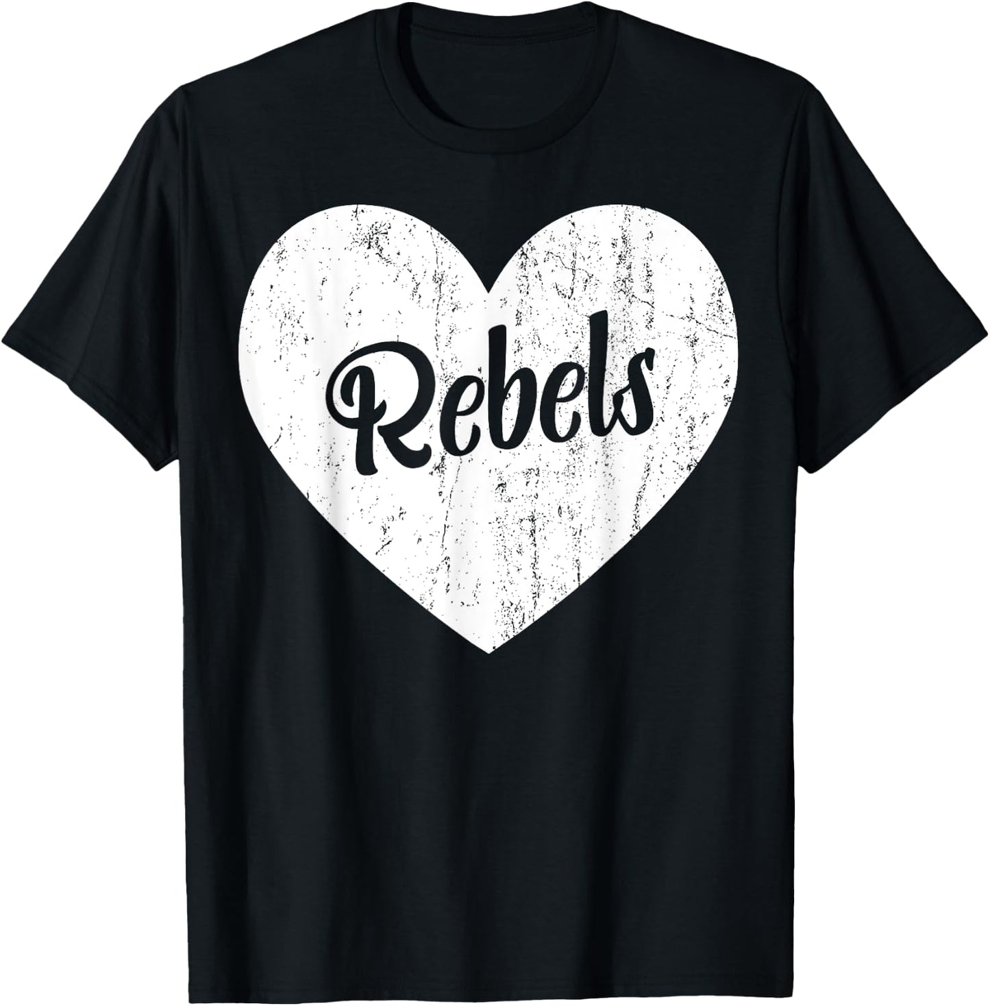 Rebels School Sports Fan Team Spirit Mascot Cute Heart Gift T-Shirt - T-Shirt | Black