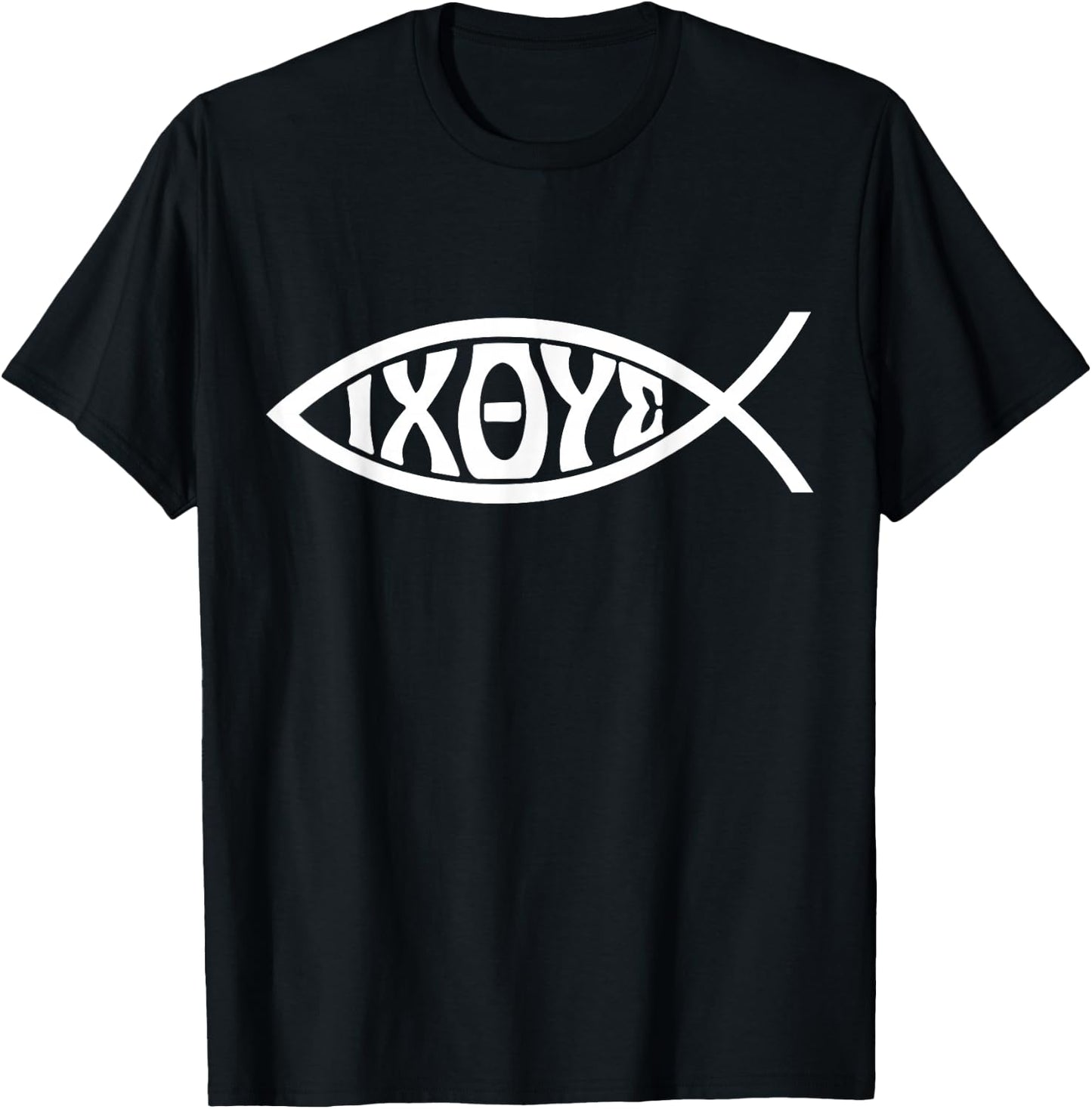 Ichthys or Ichtus IXOYE Christian Fish T-Shirt - T-Shirt | Black