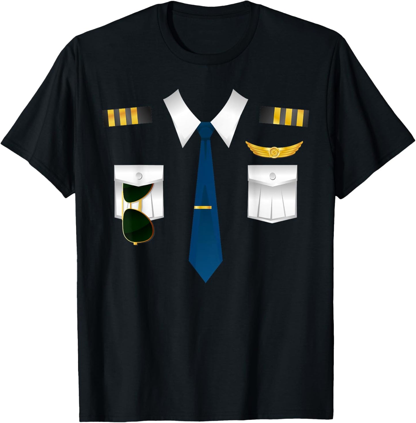 Pilot Uniform Costume Airplane Aviation Flying Airline Gift T-Shirt - T-Shirt | Black