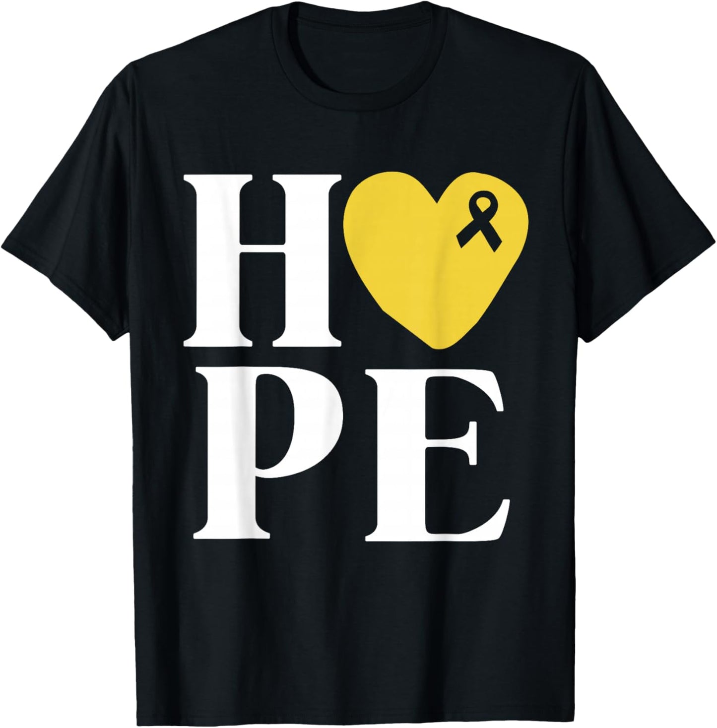 Childhood Cancer Fighter Shirts Hope Gold Ribbon Awareness T-Shirt - T-Shirt | Black
