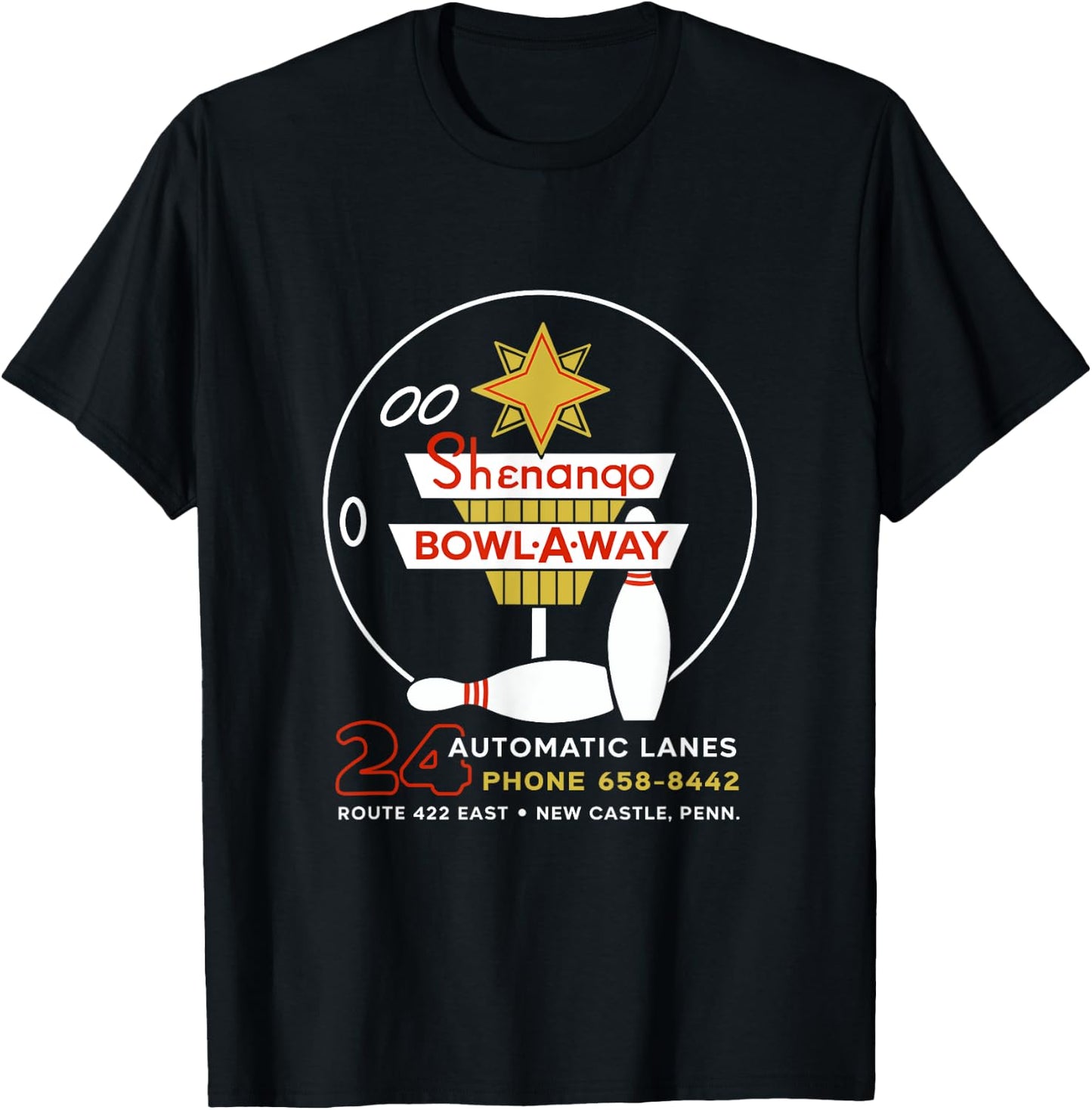 Shenango Bowl-a-Way New Castle, PA Vintage Bowling Alley T-Shirt - T-Shirt | Black