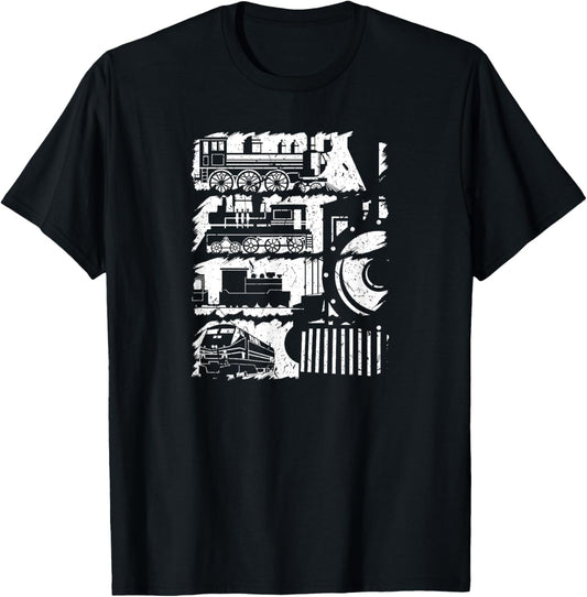Railroad Locomotives Model Train T-Shirt - T-Shirt | Black