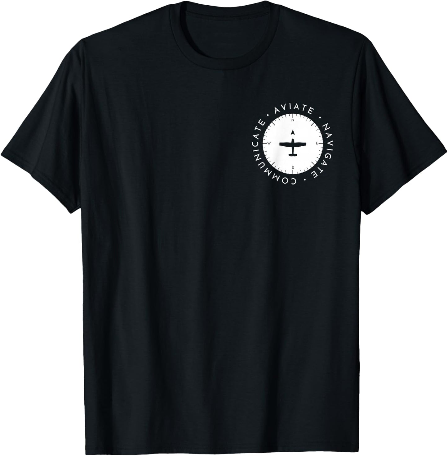 Modern Aviator Pilot Aviate, Navigate Communicate Heading T-Shirt - T-Shirt | Black