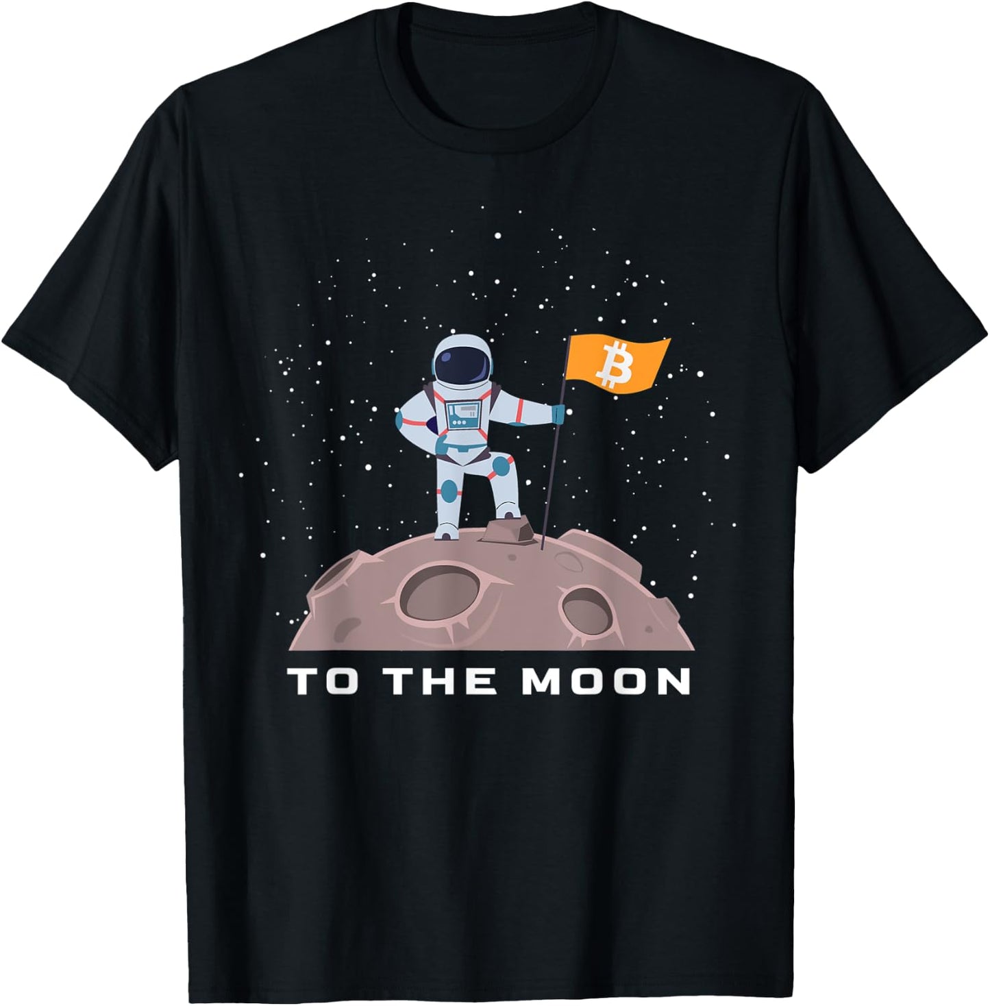 Bitcoin to the moon BTC Crypto Astronaut with BTC Flag T-Shirt - T-Shirt | Black
