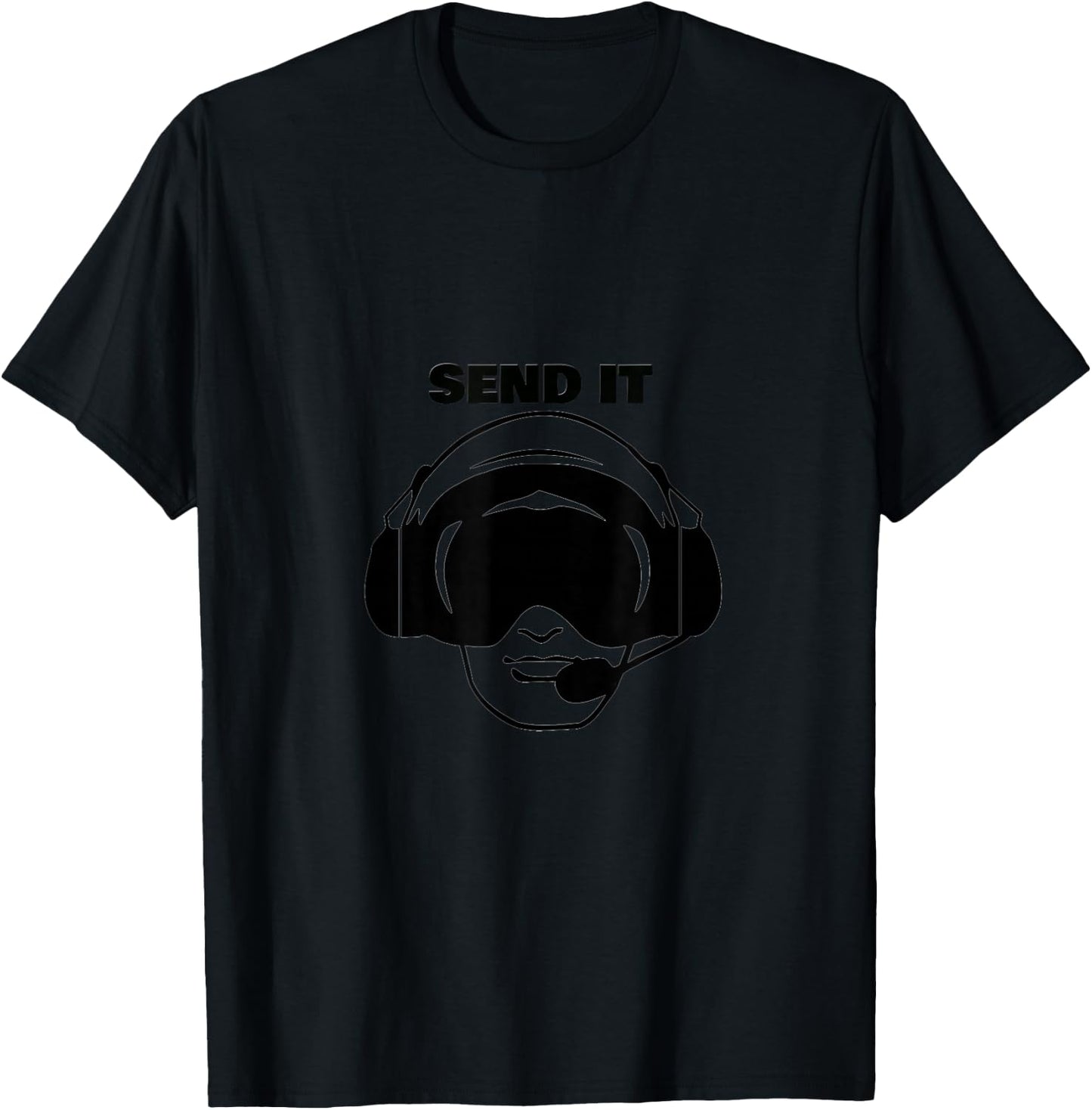 SEND IT Paramotor Pilot Helmet PPG UL Plane PPC Gyrocopter T-Shirt - T-Shirt | Black