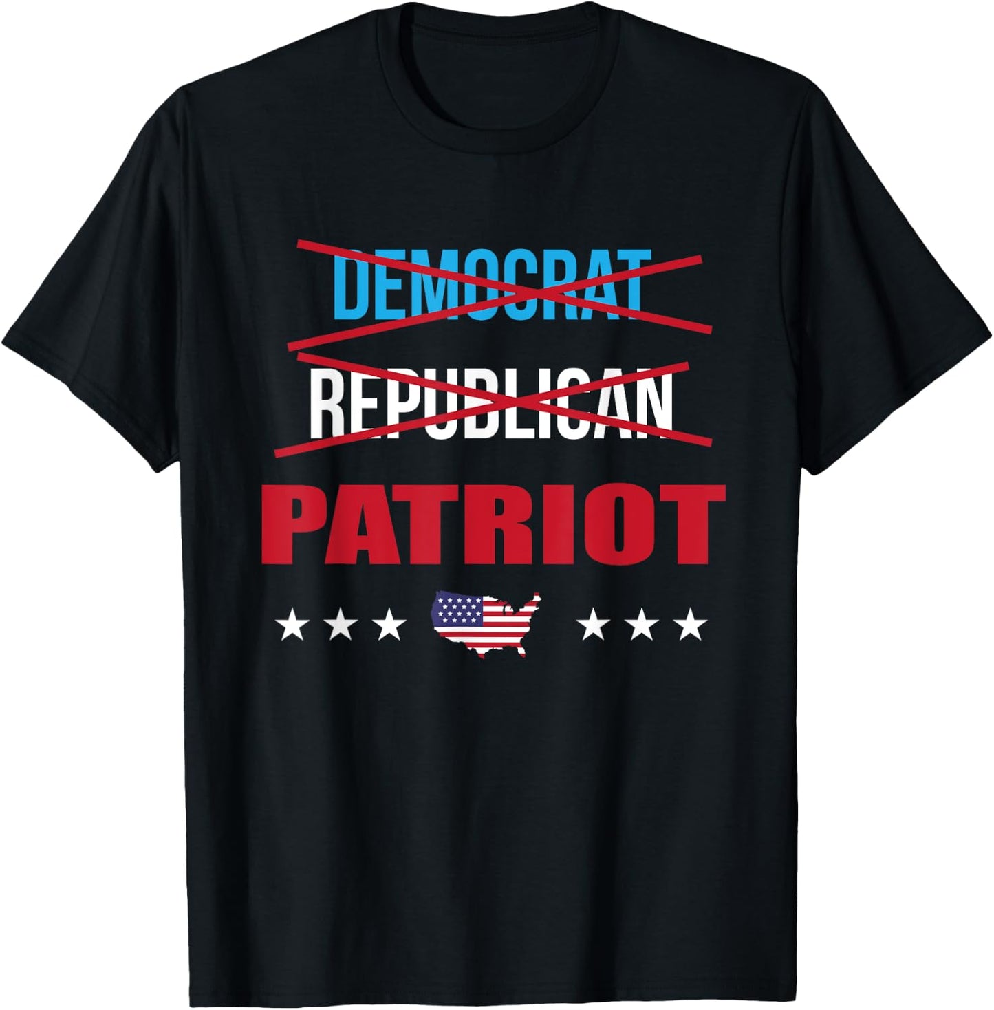 Democrat Republican Patriot Nonpartisan American Flag USA Men T-Shirt - T-Shirt | Black