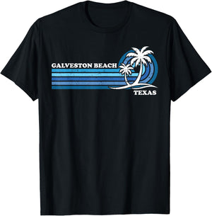 Retro Vintage Family Vacation Texas Galveston Beach Men Women Girls Kids T-Shirt - T-Shirt | Black