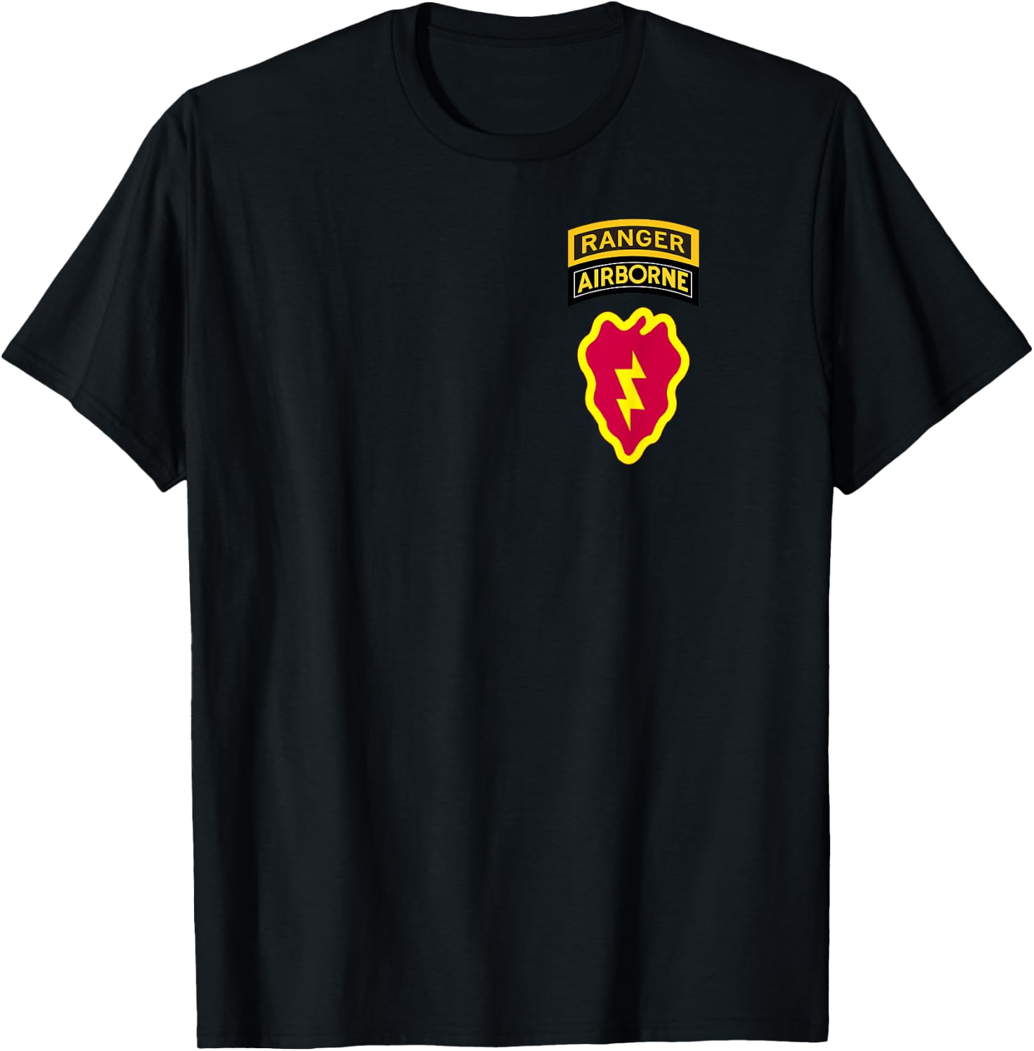 25th Infantry Division Patch - 25th ID Airborne Ranger Tab T-Shirt - T-Shirt | Black