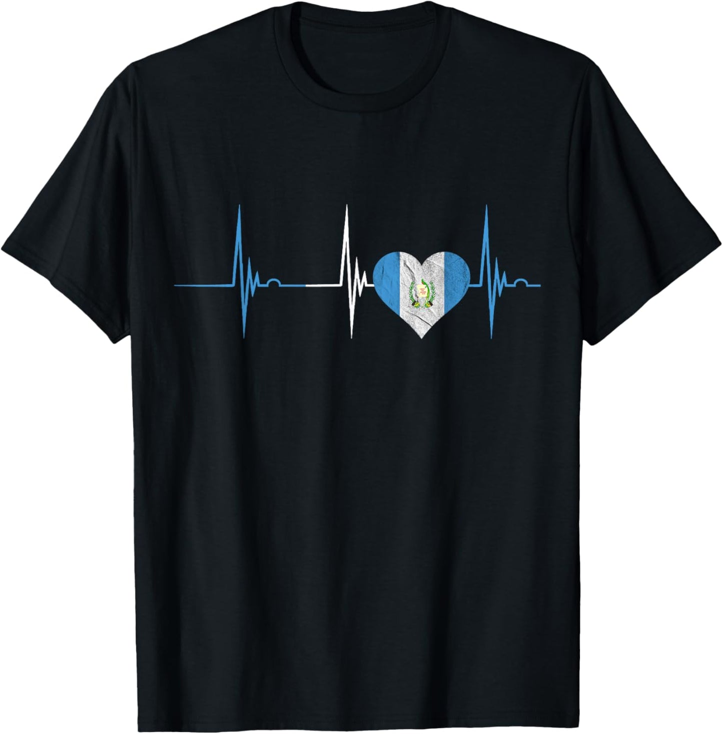 Guatemala Heartbeat EKG Pulse Guatemalan Heart Mayan Chapin T-Shirt - T-Shirt | Black