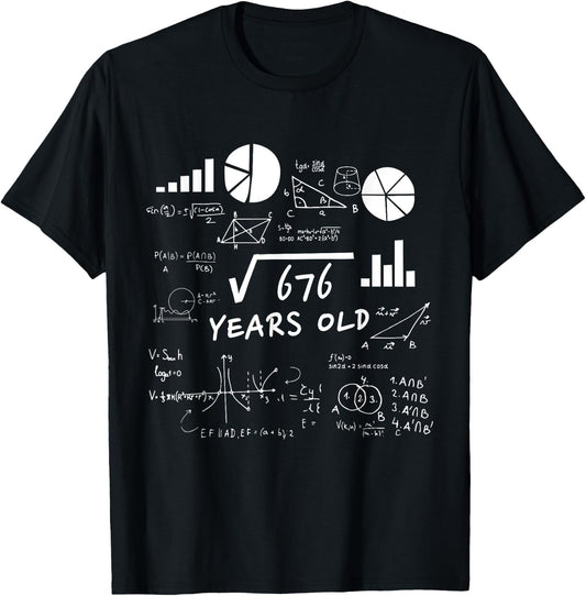 Square Root 26 Year Old Gift Funny Teacher 26th Birthday Men Women Girls Kids T-Shirt - T-Shirt | Black