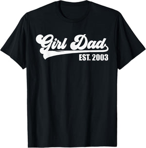 Girl Dad Est 2003 Retro Proud Vintage Father of Daughters T-Shirt - T-Shirt | Black