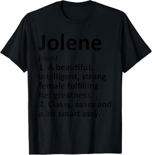 Jolene Definition Personalized Name Funny T-Shirt - T-Shirt | Black