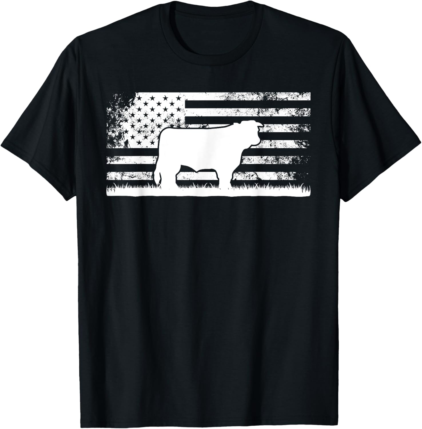 Hereford Rancher - American Flag for Hereford Cow Farmer T-Shirt - T-Shirt | Black