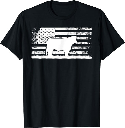 Hereford Rancher - American Flag for Hereford Cow Farmer T-Shirt - T-Shirt | Black