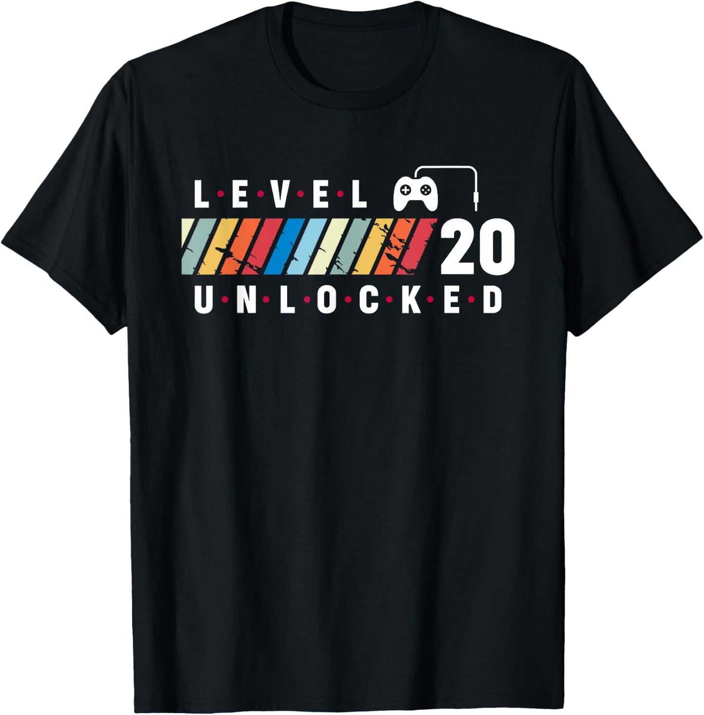 Level 20 Unlocked 20 Year Old Gamer 20th Video Game Birthday T-Shirt - T-Shirt | Black