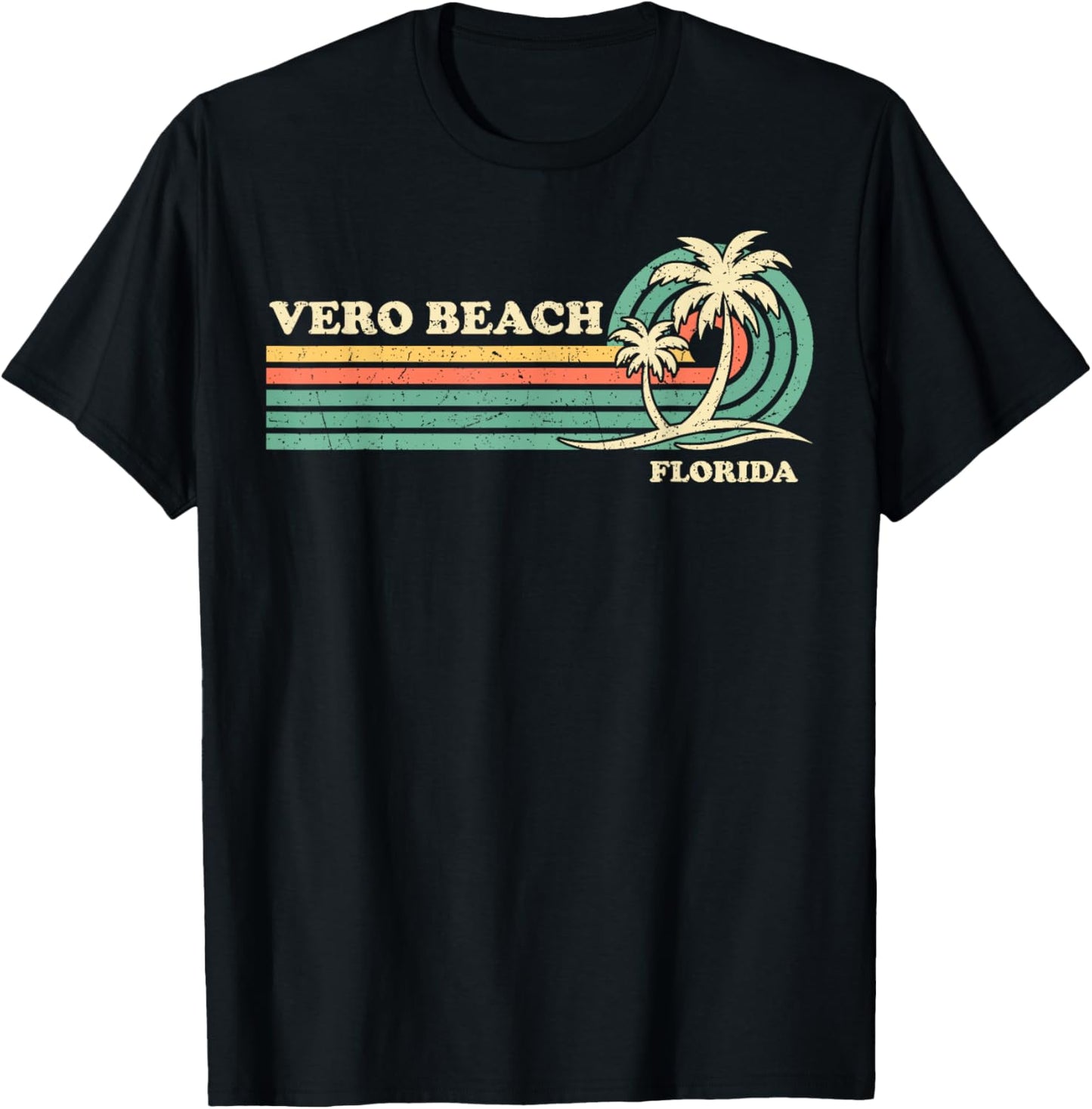 Vintage Retro Summer Vacation Florida Vero Beach Men Women Kids T-Shirt - T-Shirt | Black