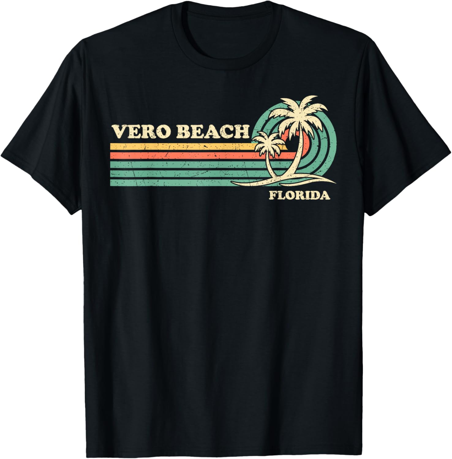 Vintage Retro Summer Vacation Florida Vero Beach Men Women Kids T-Shirt - T-Shirt | Black
