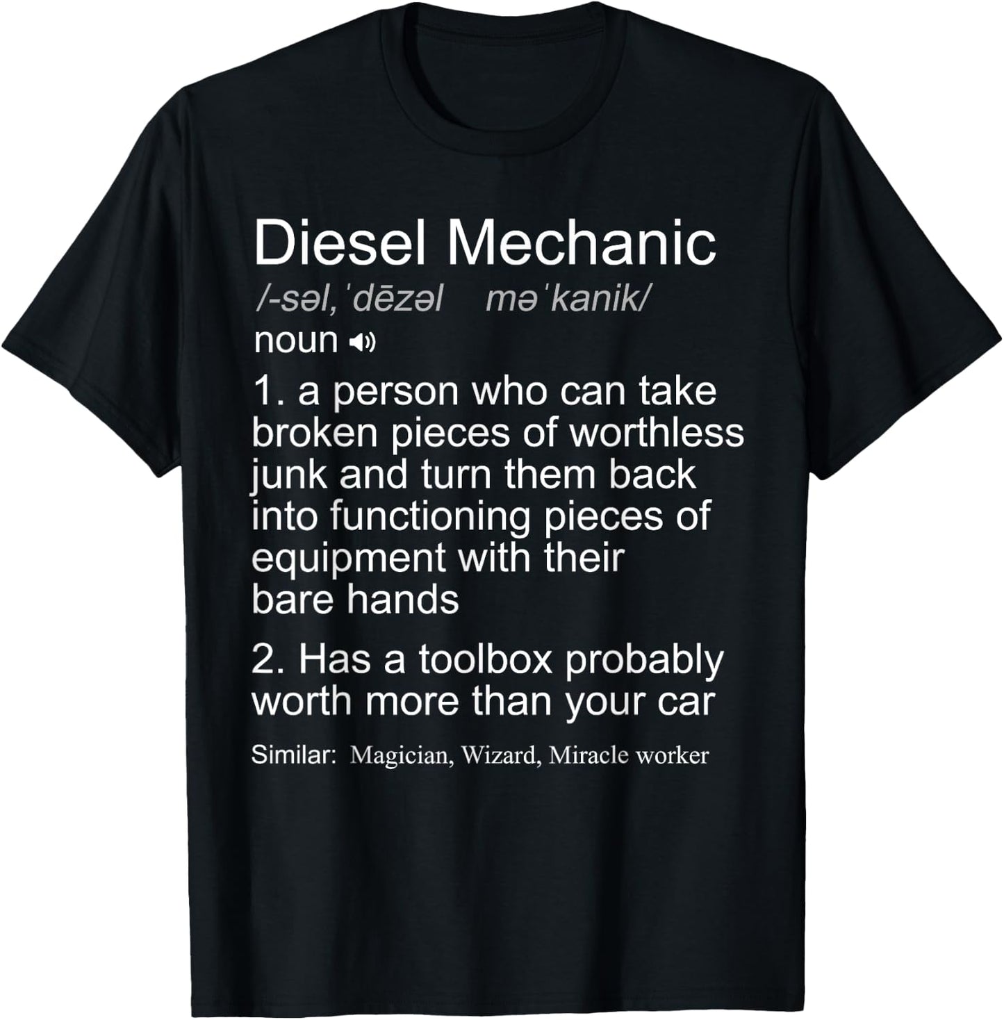Funny Diesel Mechanic Definition Gift T-Shirt - T-Shirt | Black