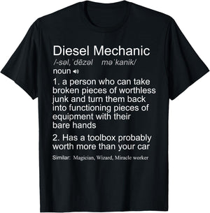Funny Diesel Mechanic Definition Gift T-Shirt - T-Shirt | Black