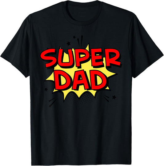 Cartoon Super Dad funny Super hero Dad T-Shirt - T-Shirt | Black