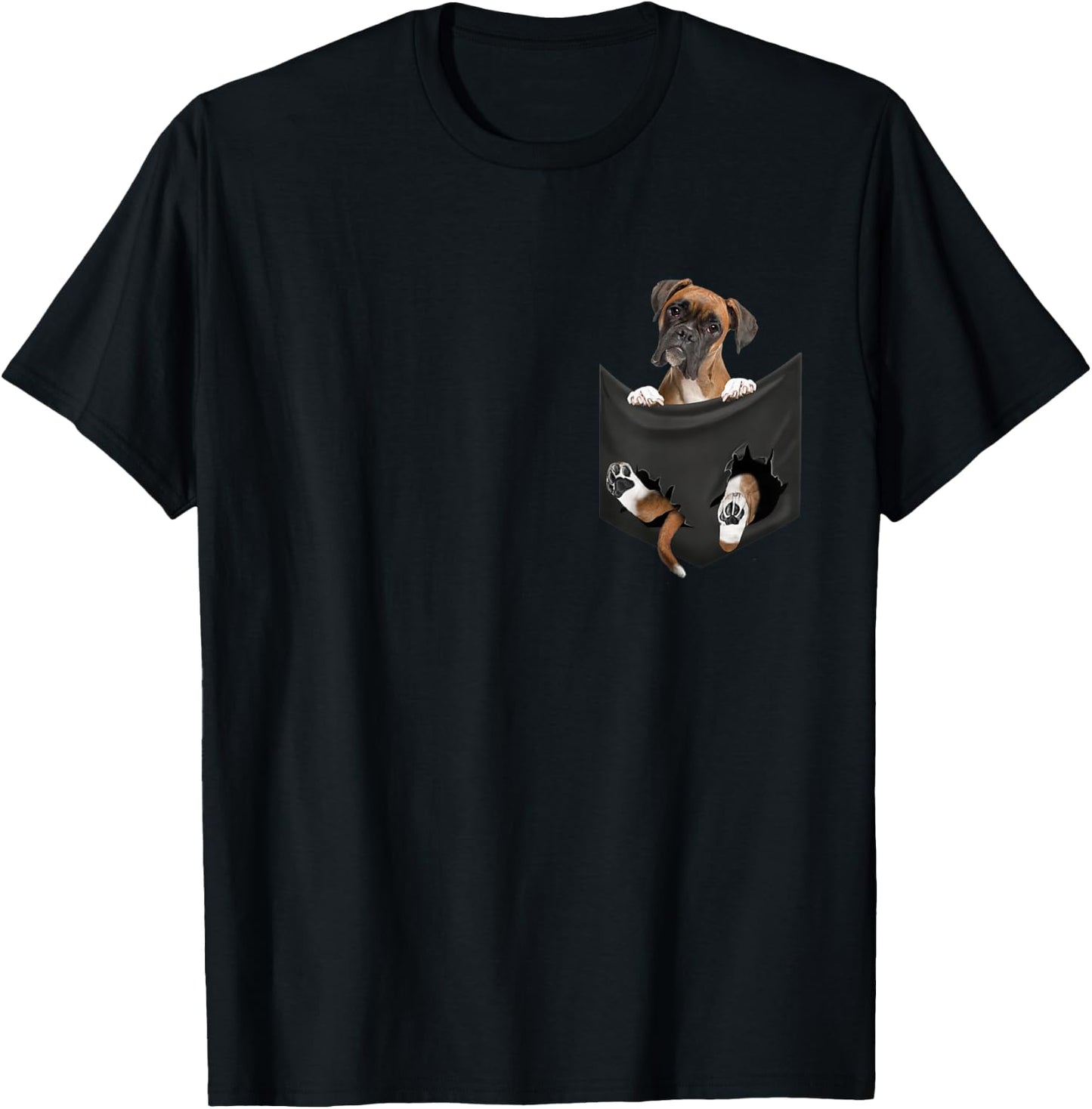 Boxer Dog In Pocket T-Shirt - T-Shirt | Black