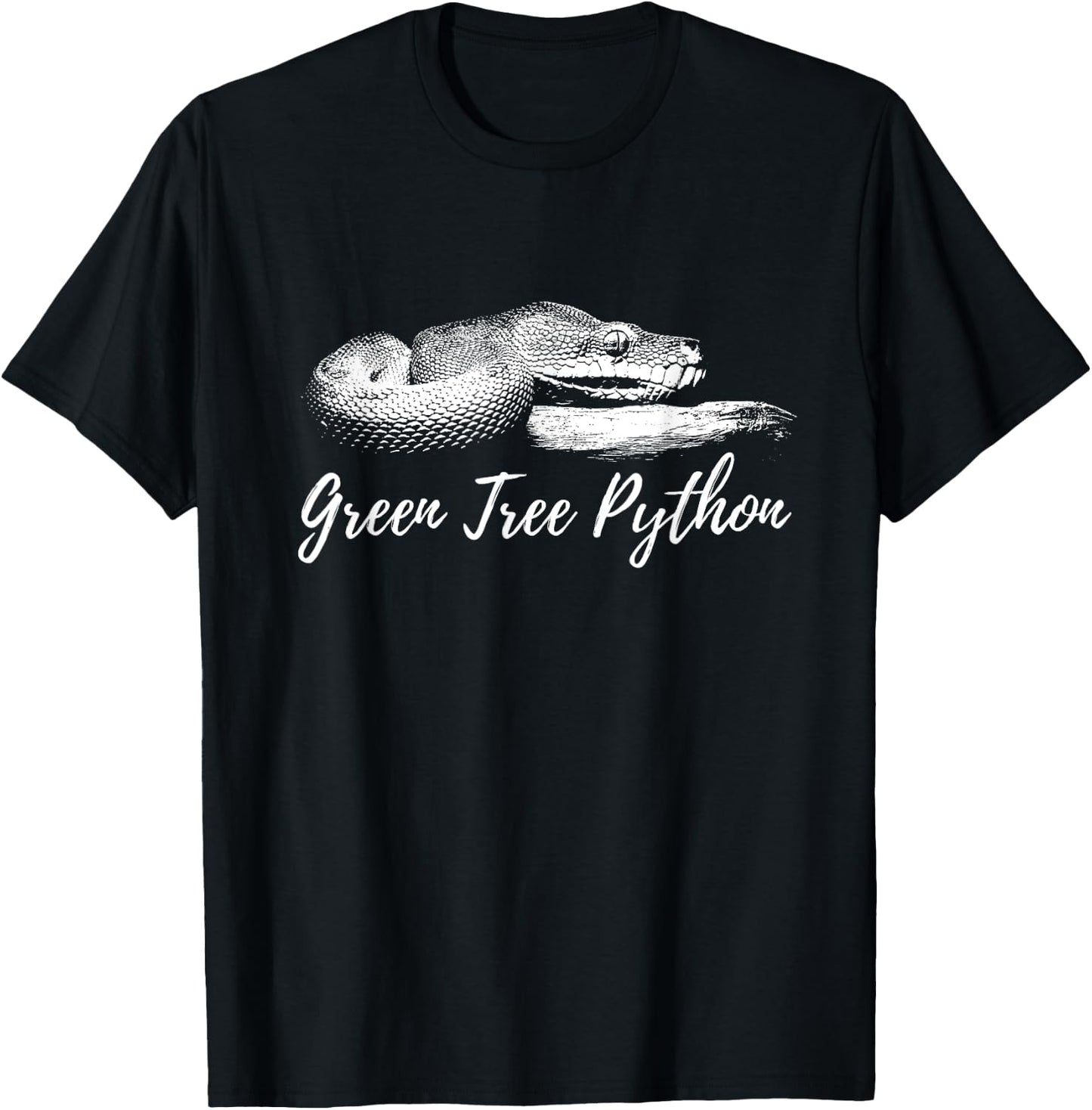 Green Tree Python Morelia Viridis Chondro Snake T-Shirt - T-Shirt | Black