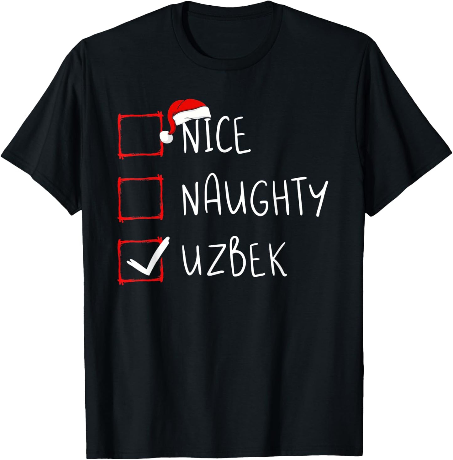 Nice Naughty Uzbek Christmas Uzbekistan Heritage Roots T-Shirt - T-Shirt | Black