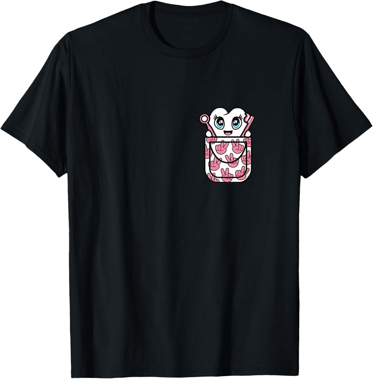 Funny Tooth Pocket Dental Hygienist Dentist Women Girls T-Shirt - T-Shirt | Black