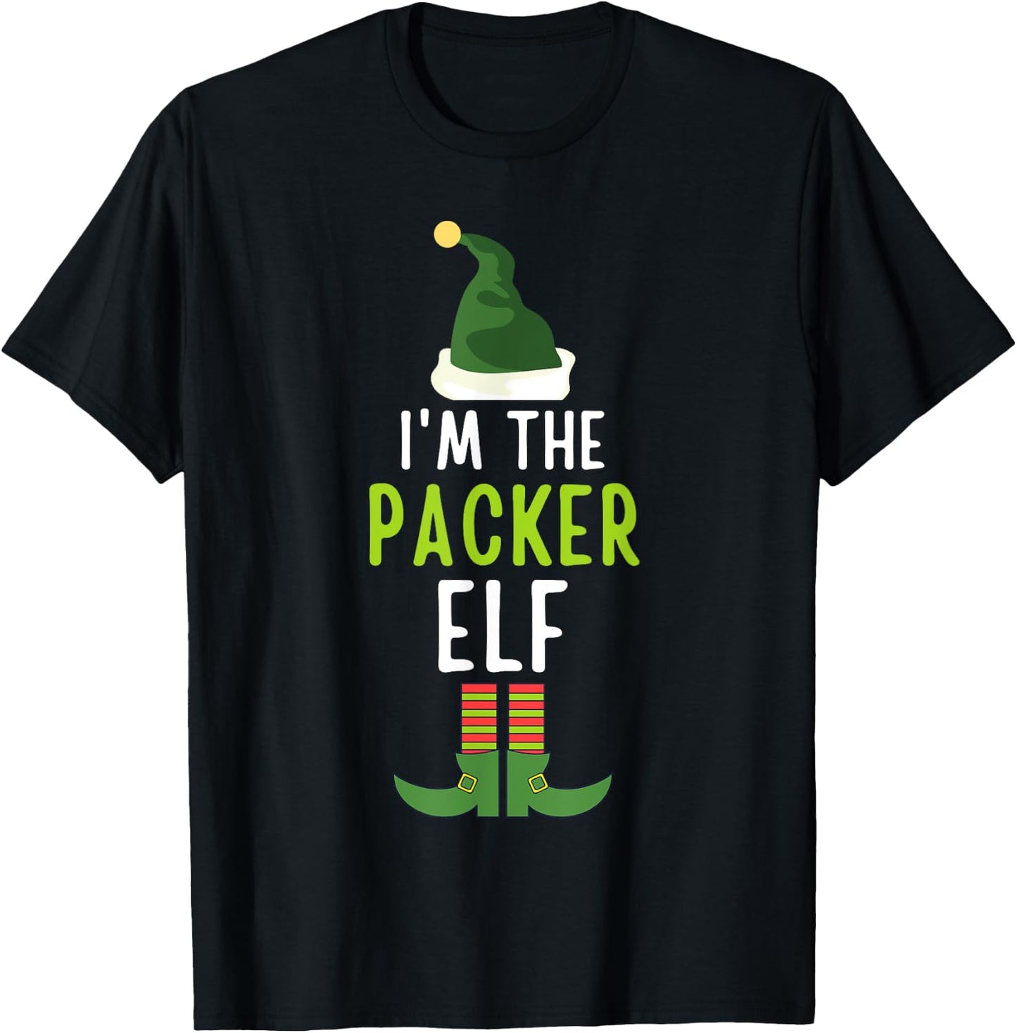 Packer Elf Funny Christmas Pajama T-Shirt - T-Shirt | Black