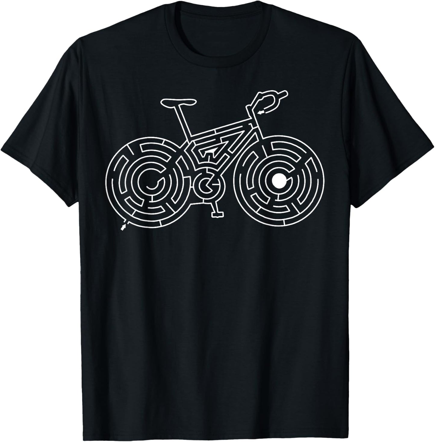 Race Bike Maze Shirt | Cute Puzzle Cycle Race Gift T-Shirt - T-Shirt | Black