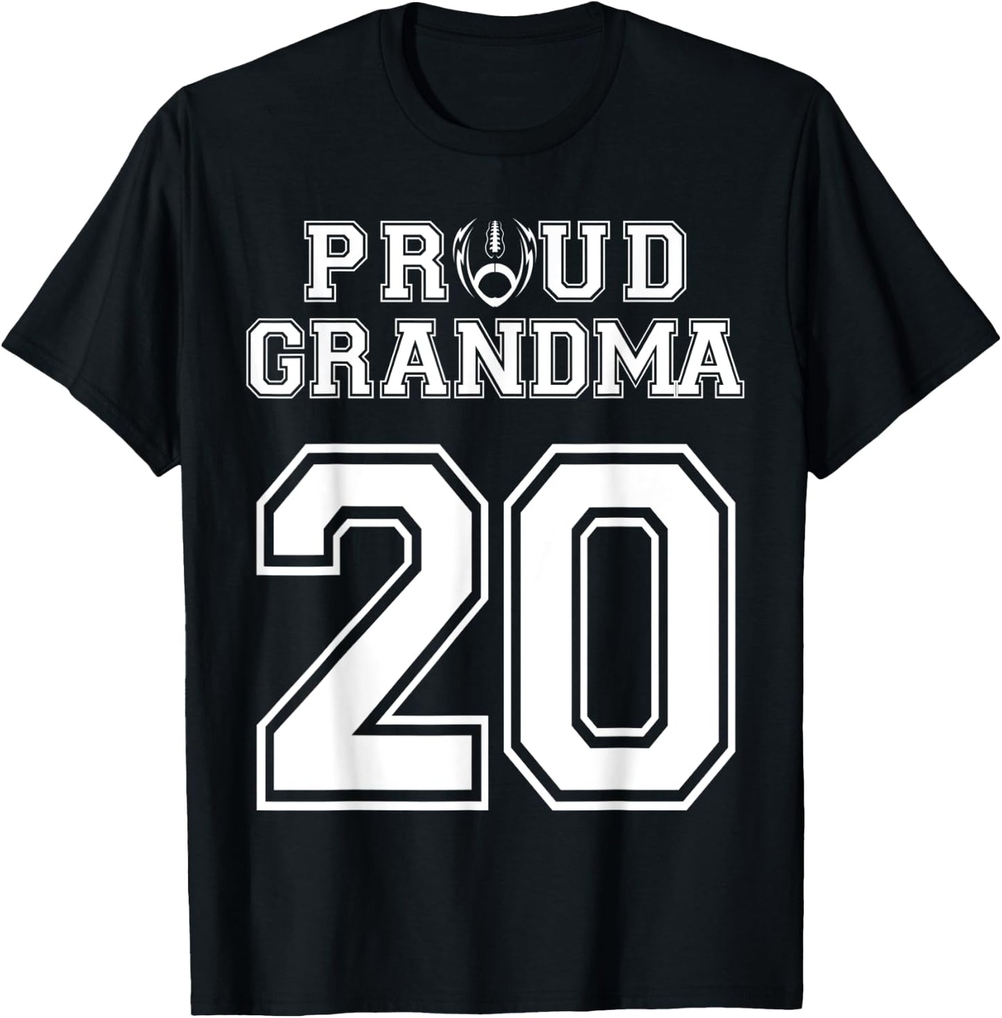 Custom Proud Football Grandma Number 20 Personalized Women T-Shirt - T-Shirt | Black