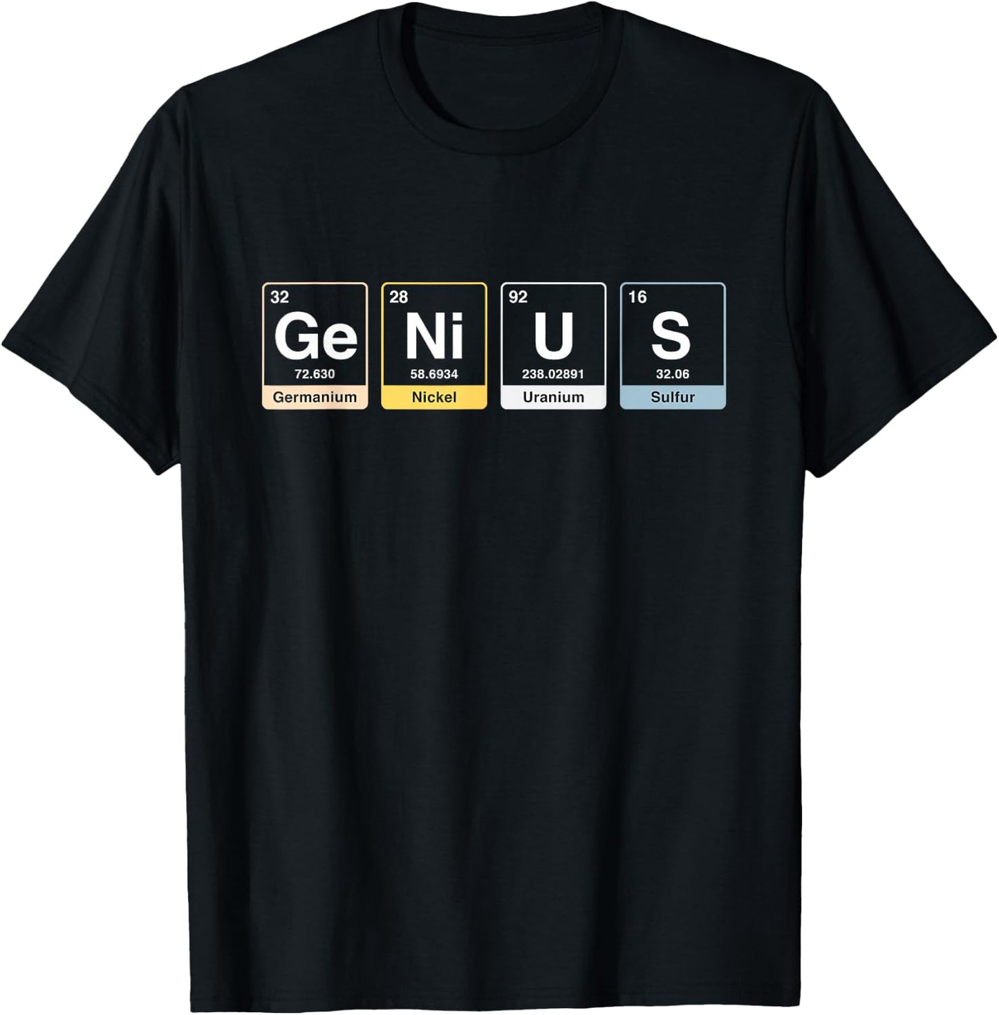GE-N-I-U-S Genius Periodic Table Elements Chemistry Teacher T-Shirt - T-Shirt | Black