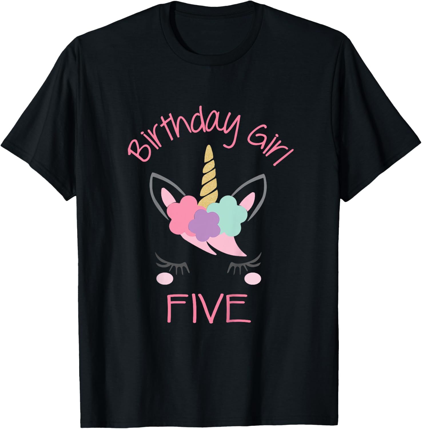 5th Birthday Unicorn Outfit, 5th Birthday Girl Shirt T-Shirt - T-Shirt | Black